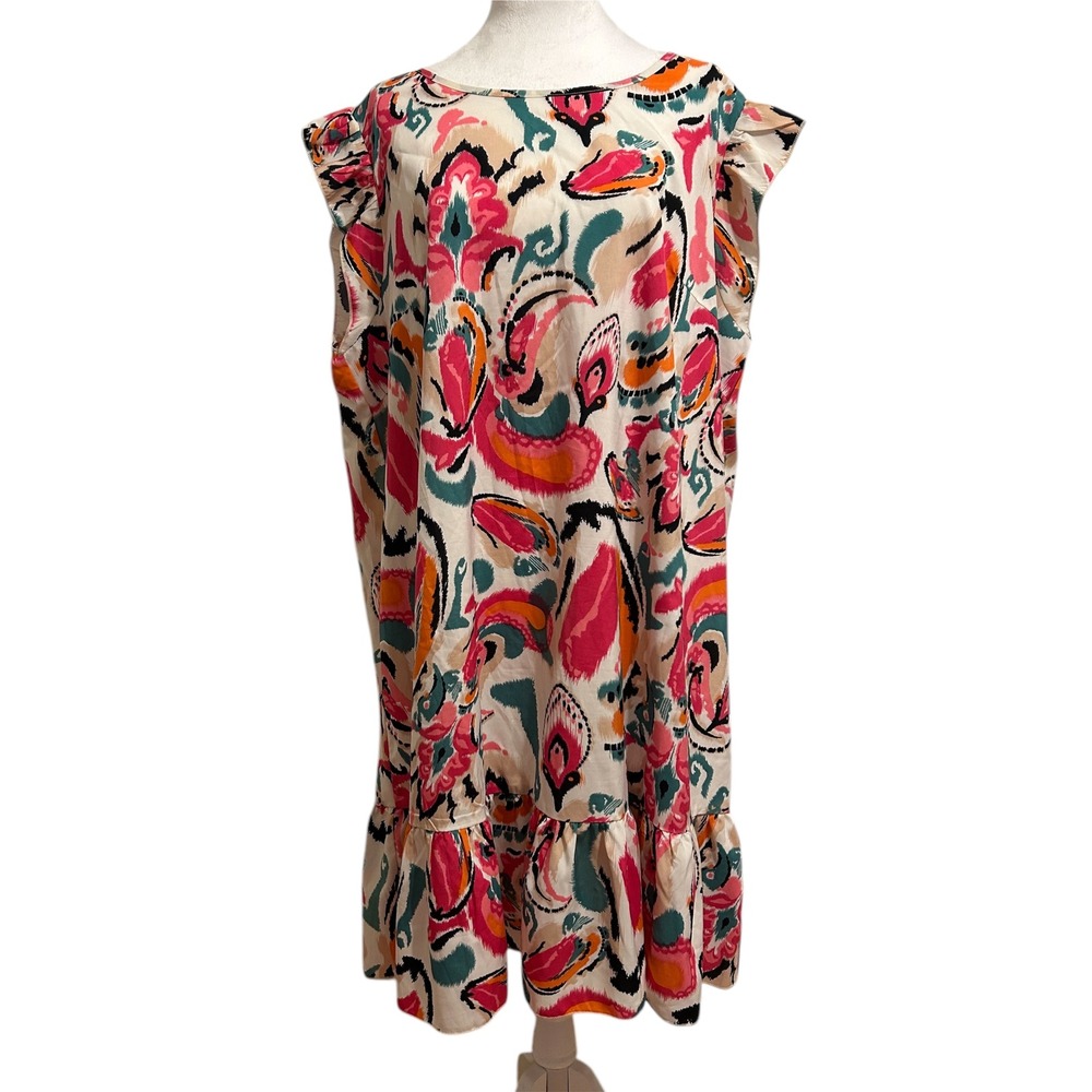 Shein Curve 3XL Summer Dress‎ ruffle cap sleeve paisley resort vacation casual